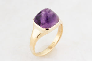 ANTIQUE EDWARDIAN SUGARLOAF AMETHYST RING 18ct GOLD