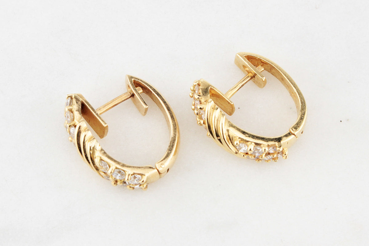 VINTAGE .50ct DIAMOND HOOPS 18ct GOLD