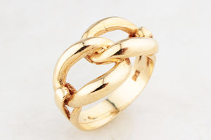 VINTAGE DOUBLE CURB-LINK RING 18ct GOLD