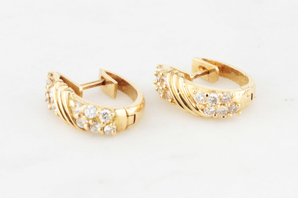 VINTAGE .50ct DIAMOND HOOPS 18ct GOLD