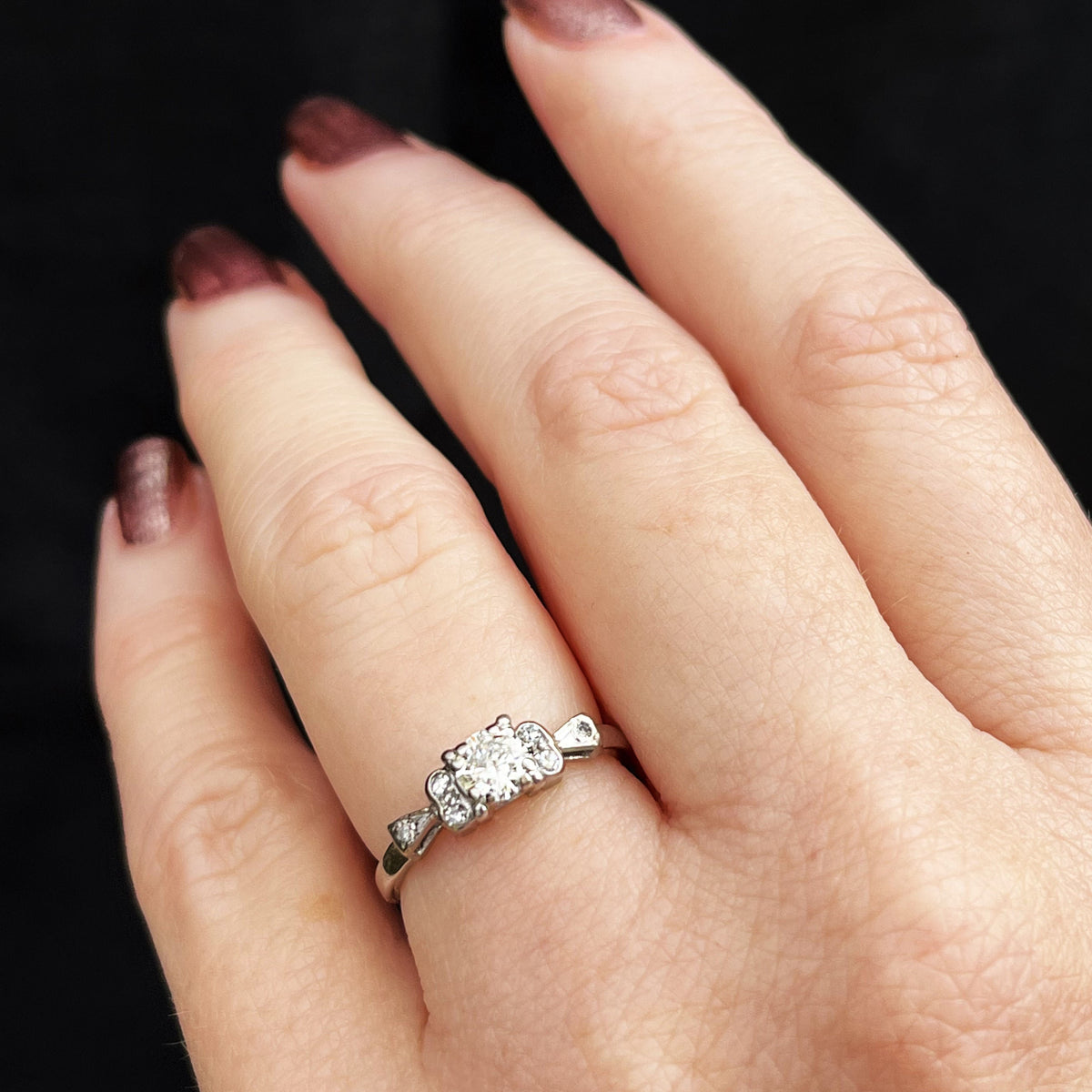 ART DECO .44ct DIAMOND RING 18ct GOLD &amp; PLATINUM