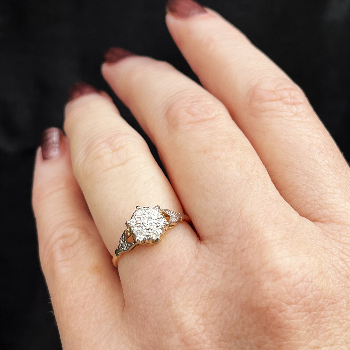 ANTIQUE DIAMOND CLUSTER RING 18ct GOLD