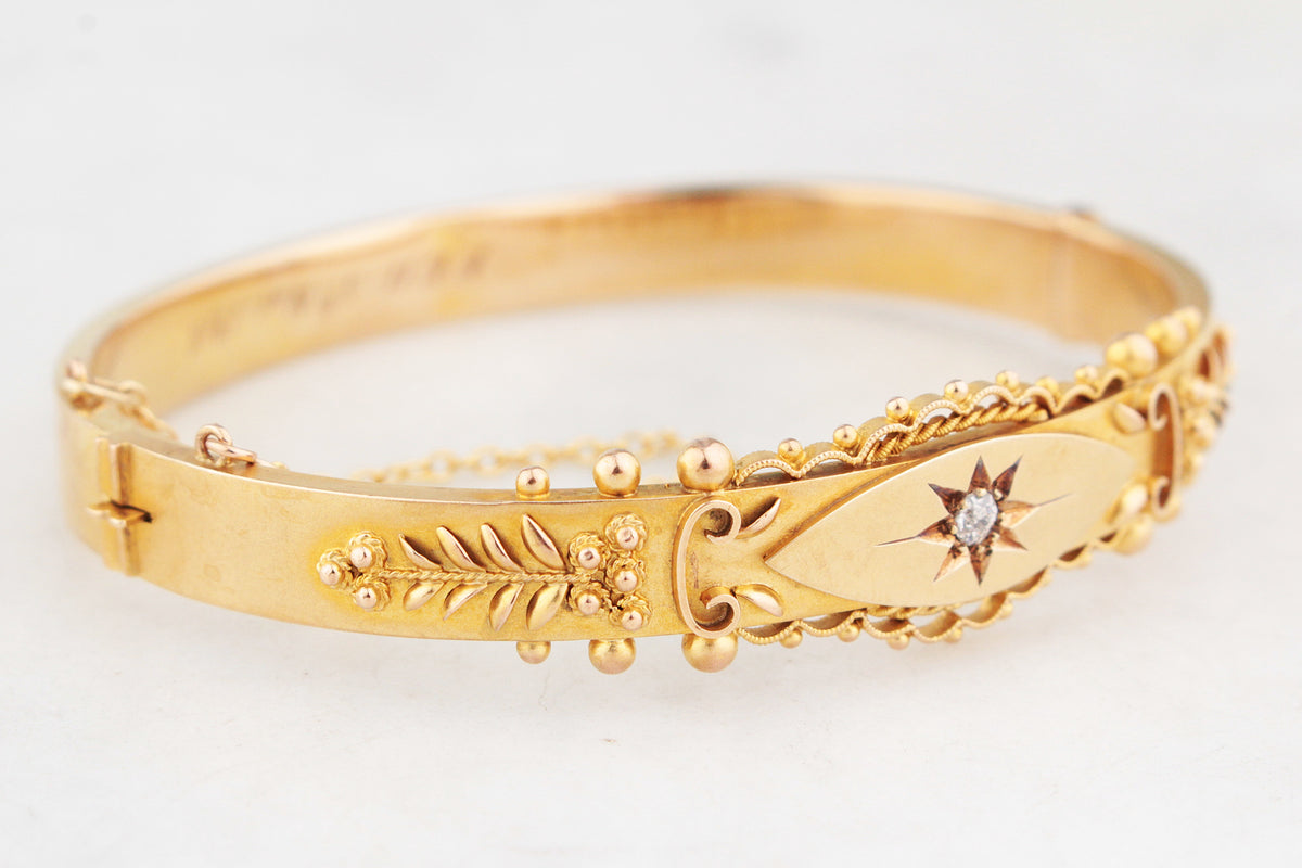 EDWARDIAN 1910 DIAMOND BANGLE 9ct GOLD