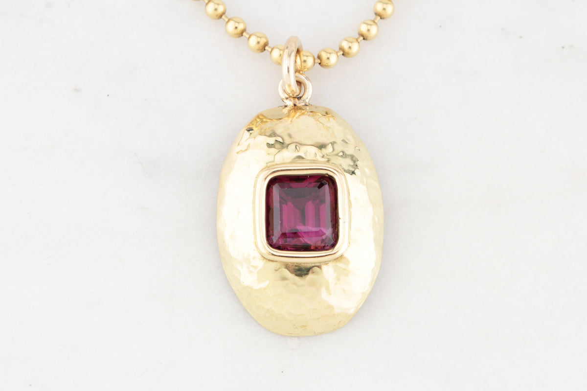 VINTAGE 5ct RHODOLITE GARNET PENDANT 18ct GOLD