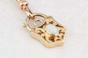 VINTAGE SOLID OPAL FILIGREE PADLOCK 9ct GOLD