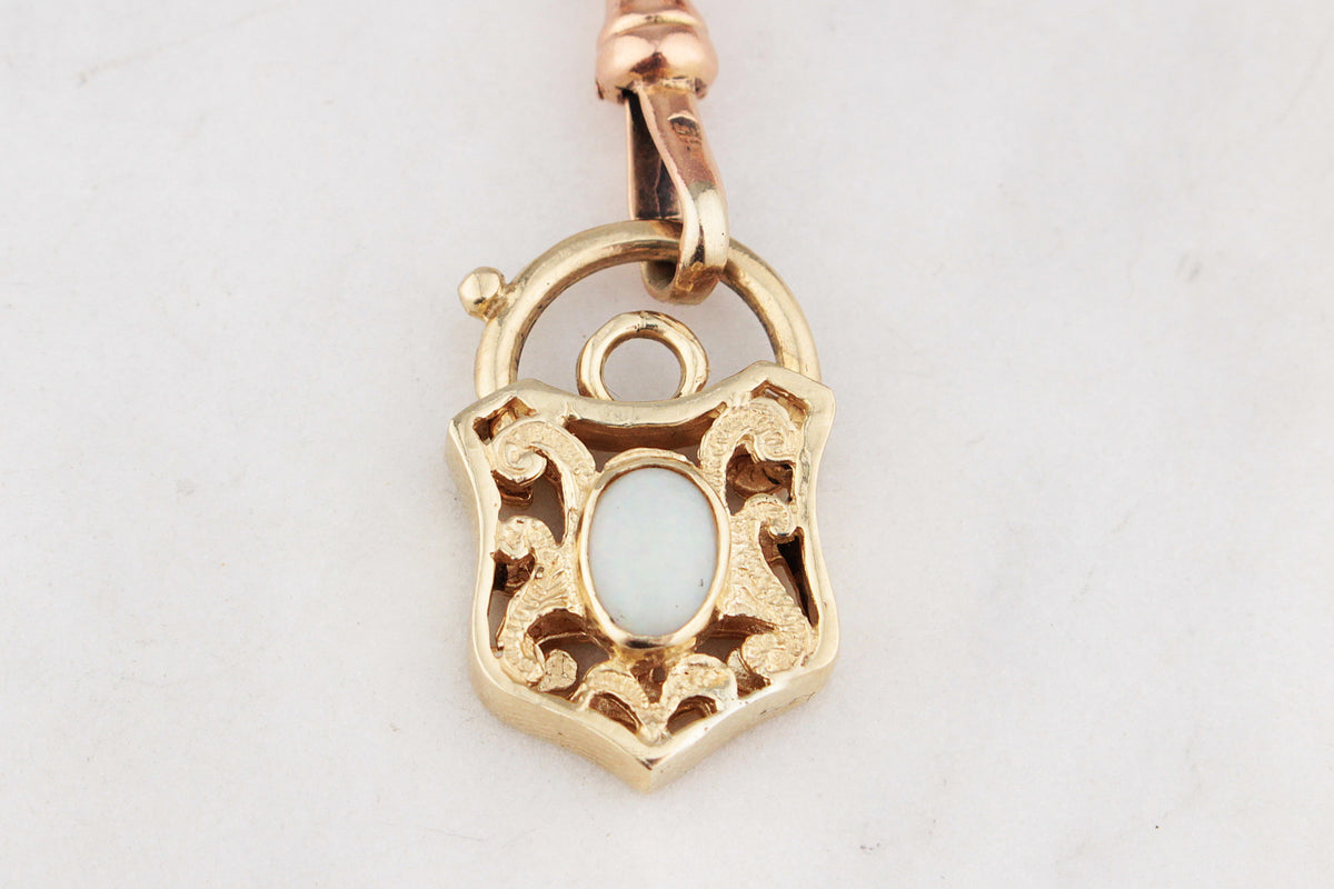 VINTAGE SOLID OPAL FILIGREE PADLOCK 9ct GOLD