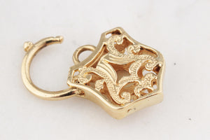 VINTAGE SOLID OPAL FILIGREE PADLOCK 9ct GOLD