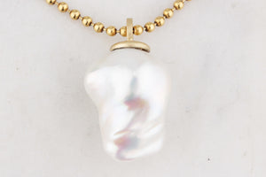 BESPOKE BAROQUE FLAME PEARL PENDANT 14ct GOLD