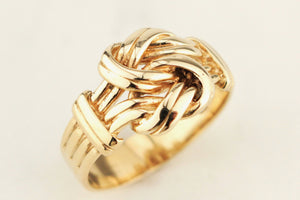 VINTAGE 1994 DOUBLE LOVERS KNOT RING 9ct YELLOW GOLD