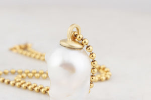 BESPOKE BAROQUE FLAME PEARL PENDANT 14ct GOLD