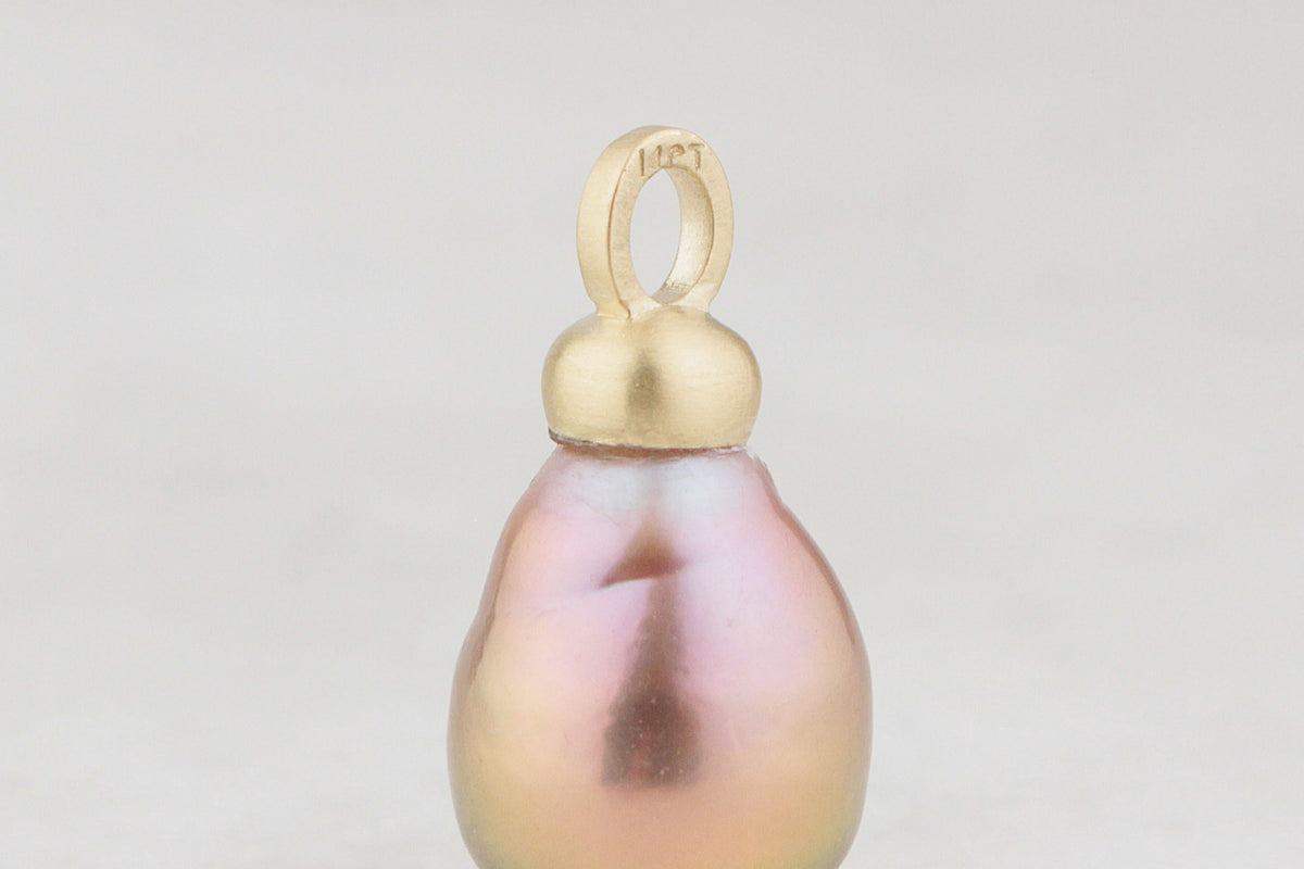 BESPOKE PEACOCK BAROQUE PEARL PENDANT 14ct GOLD