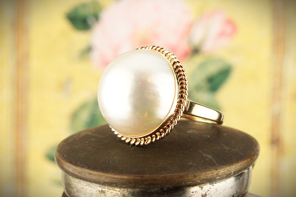 VINTAGE MABE PEARL RING 14ct GOLD
