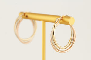 RETRO ITALIAN 9ct TRI-GOLD HOOP EARRINGS