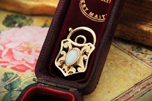 VINTAGE SOLID OPAL FILIGREE PADLOCK 9ct GOLD