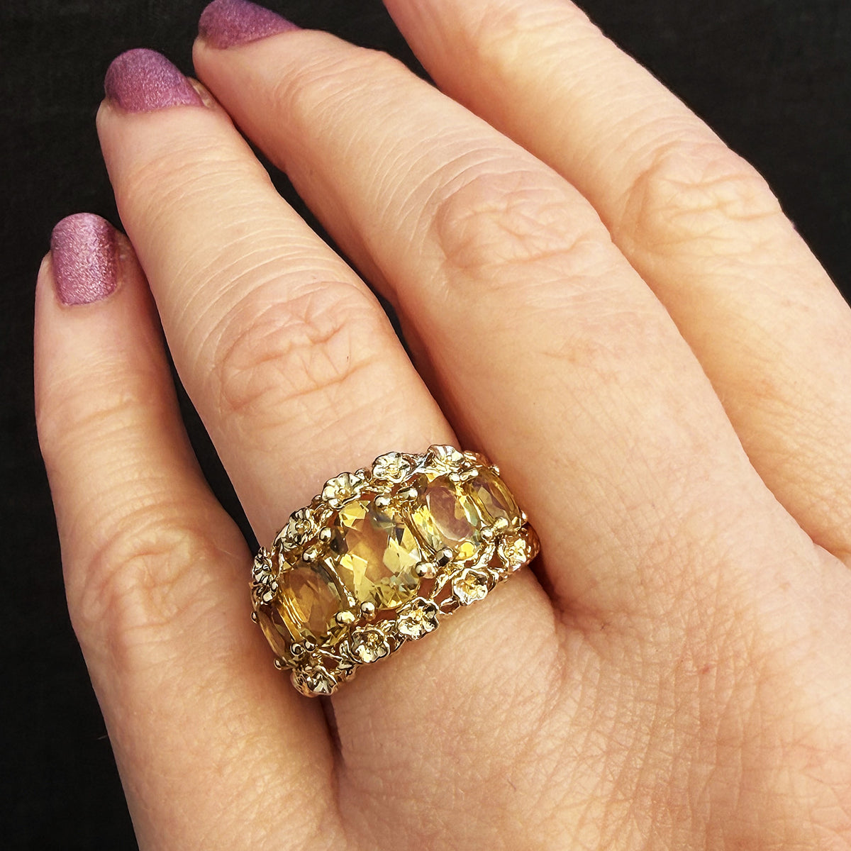 VINTAGE CITRINE RING 9ct GOLD