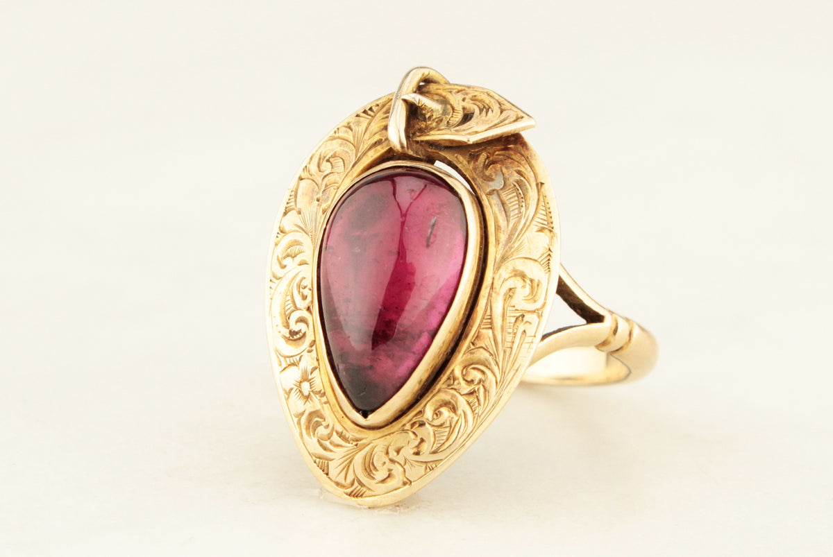 ANTIQUE VICTORIAN GARNET c1860 MOURNING RING 9ct GOLD