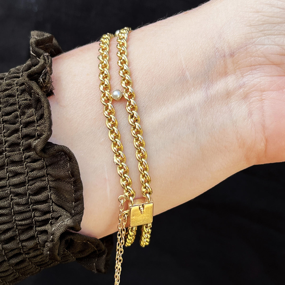 ANTIQUE EDWARDIAN PEARL BRACELET 15ct GOLD