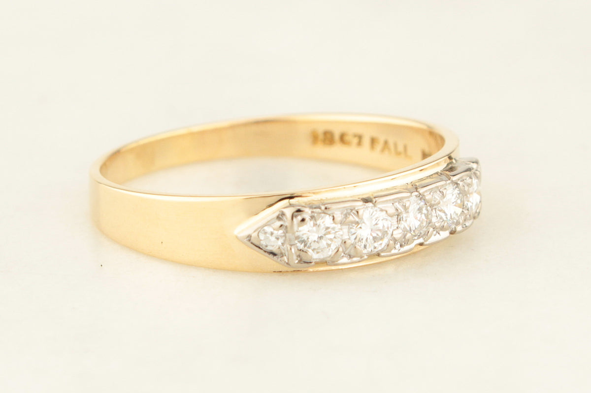 VINTAGE c1940 SEVEN STONE DIAMOND RING 18ct GOLD &amp; PALLADIUM
