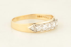 VINTAGE c1940 SEVEN STONE DIAMOND RING 18ct GOLD & PALLADIUM