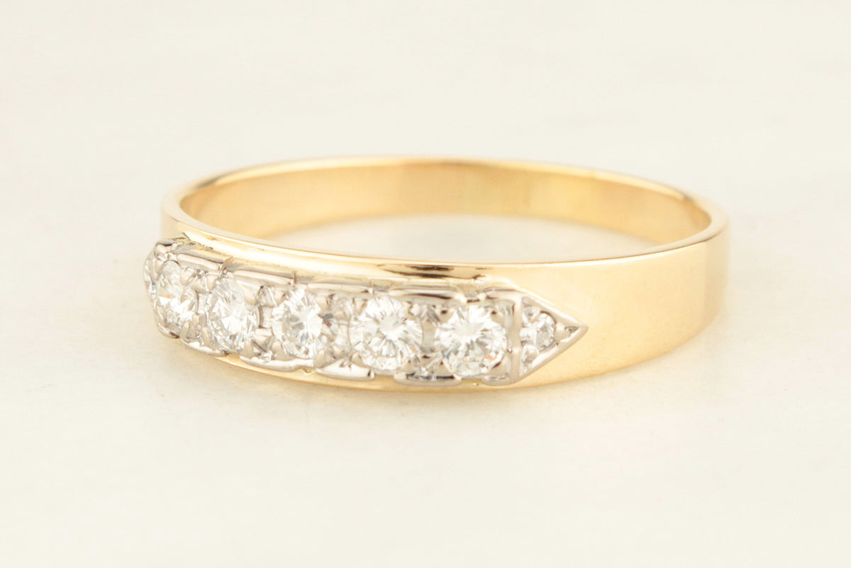 VINTAGE c1940 SEVEN STONE DIAMOND RING 18ct GOLD &amp; PALLADIUM