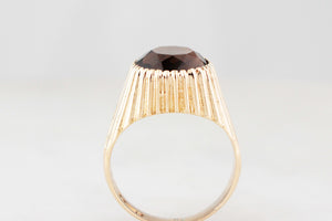 VINTAGE 1973 SMOKY QUARTZ COCKTAIL RING 9ct GOLD