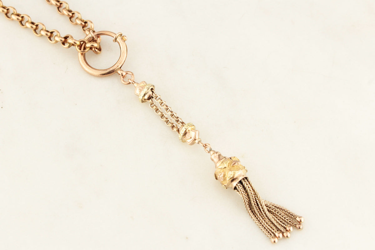 ANTIQUE EDWARDIAN c1900 TASSEL FOB PENDANT 9ct GOLD