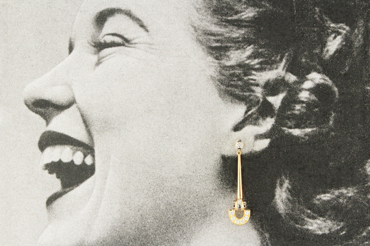 VINTAGE c1940 2ct DIAMOND PENDANT EARRINGS 18ct GOLD