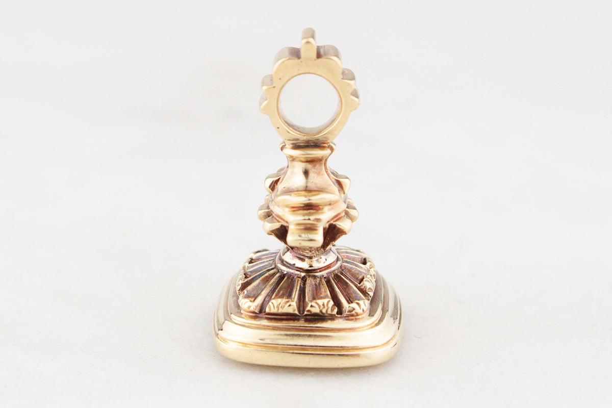 VICTORIAN CITRINE INTAGLIO FOB SEAL 9ct GOLD