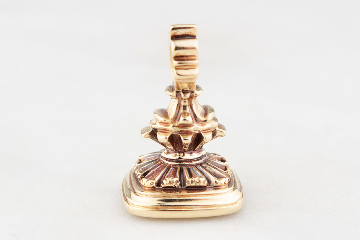 VICTORIAN CITRINE INTAGLIO FOB SEAL 9ct GOLD