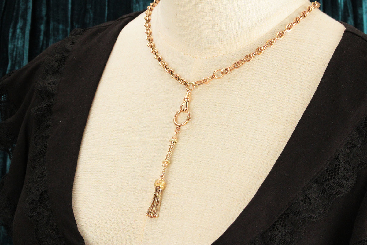 ANTIQUE EDWARDIAN c1900 TASSEL FOB PENDANT 9ct GOLD