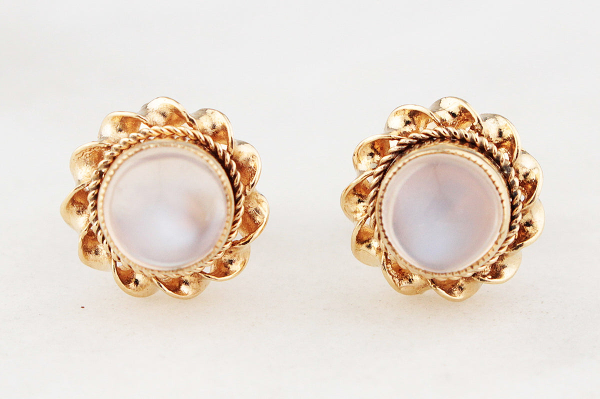 VINTAGE MOONSTONE EARRINGS 9ct GOLD