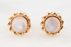 VINTAGE MOONSTONE EARRINGS 9ct GOLD