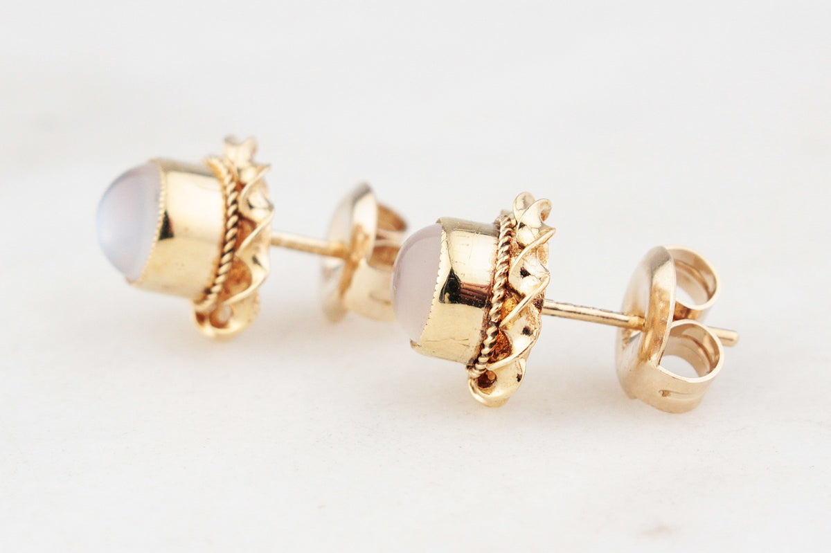 VINTAGE MOONSTONE EARRINGS 9ct GOLD