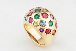 VINTAGE SCATTERED GEM BOMBE RING 18ct GOLD