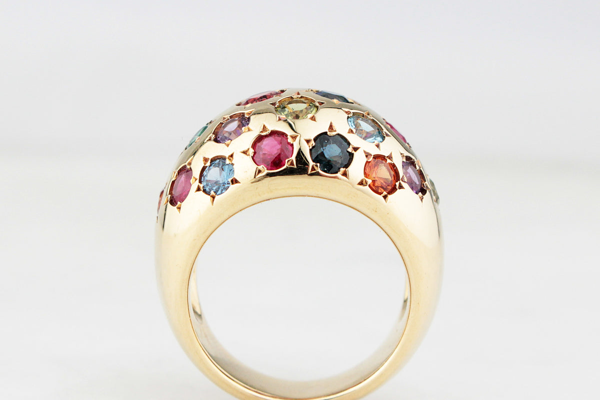 VINTAGE SCATTERED GEM BOMBE RING 18ct GOLD