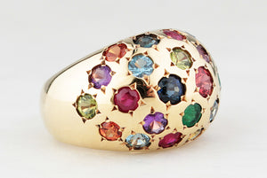 VINTAGE SCATTERED GEM BOMBE RING 18ct GOLD
