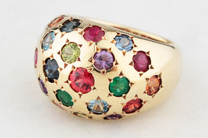 VINTAGE SCATTERED GEM BOMBE RING 18ct GOLD