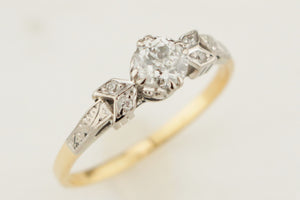ANTIQUE EDWARDIAN c1910 DIAMOND RING 18ct YELLOW & WHITE GOLD