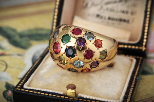 VINTAGE SCATTERED GEM BOMBE RING 18ct GOLD