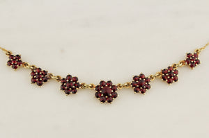 VINTAGE ANTIQUE SYTLE BOHEMIAN GARNET NECKLACE 14ct YELLOW GOLD