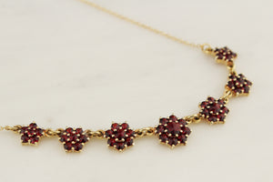 VINTAGE ANTIQUE SYTLE BOHEMIAN GARNET NECKLACE 14ct YELLOW GOLD