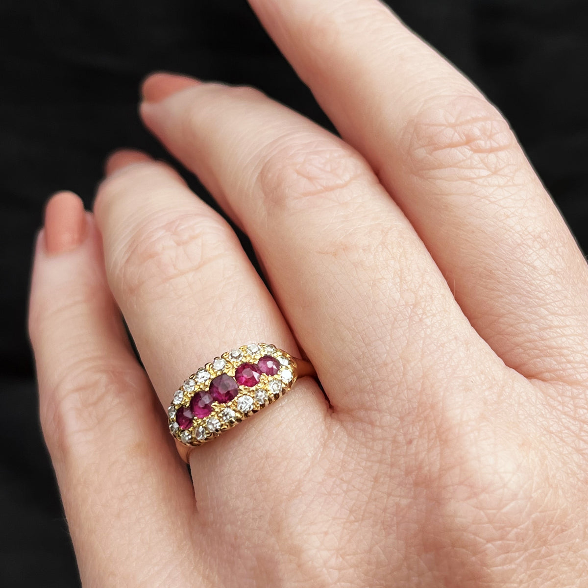 ANTIQUE EDWARDIAN RUBY &amp; DIAMOND RING 18ct GOLD