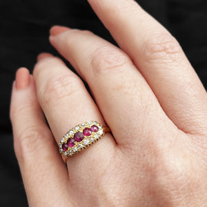 ANTIQUE EDWARDIAN RUBY & DIAMOND RING 18ct GOLD