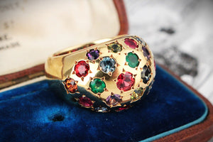 VINTAGE SCATTERED GEM BOMBE RING 18ct GOLD