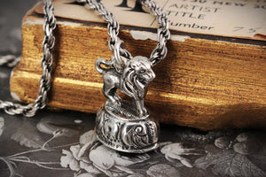 ANTIQUE STERLING SILVER LION BLOODSTONE FOB SEAL PENDANT