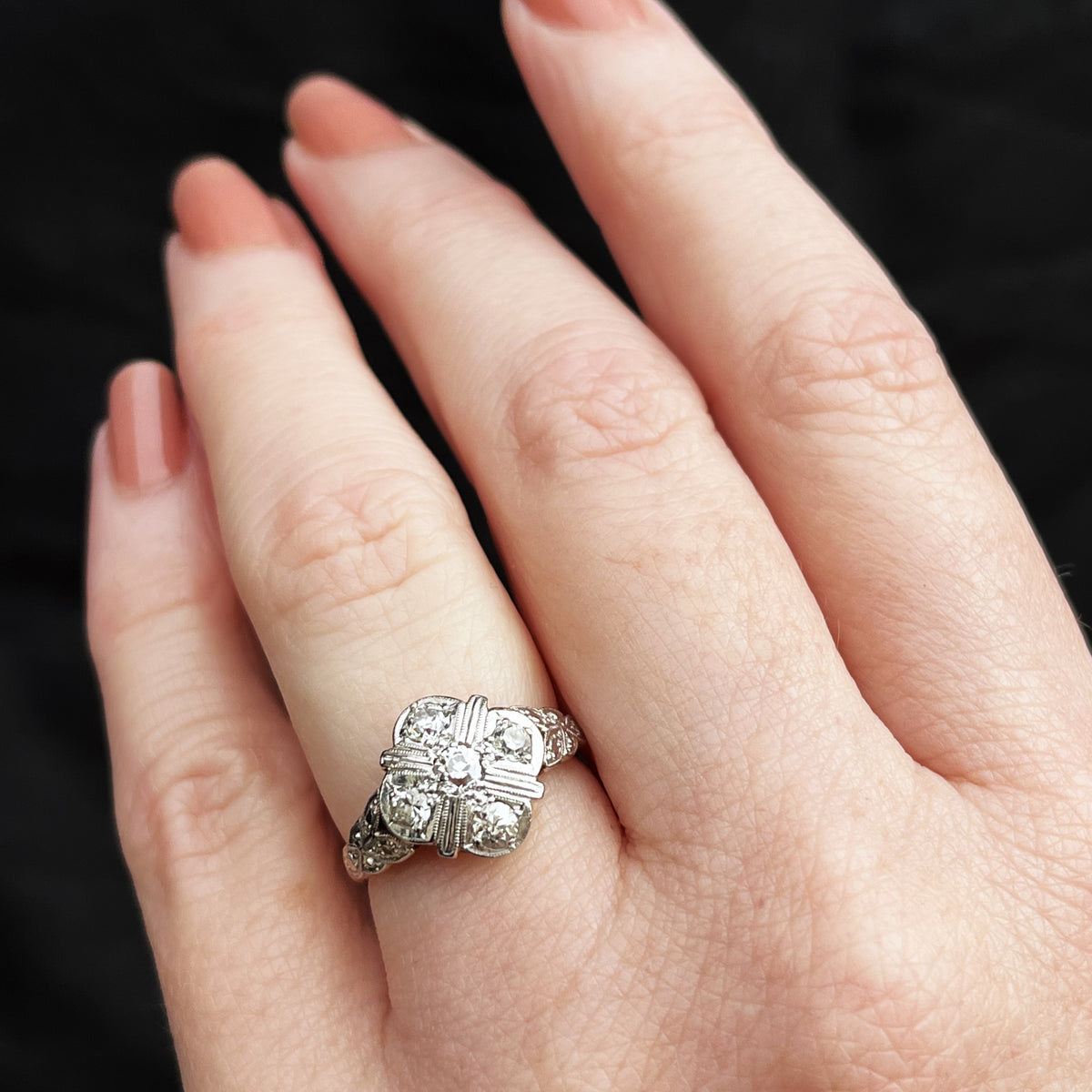 ANTIQUE EDWARDIAN DIAMOND RING 18ct GOLD &amp; PLATINUM