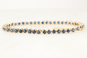 VINTAGE ESTATE 7.25ct SAPPHIRE LINE BRACELET 14ct GOLD