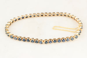 VINTAGE ESTATE 7.25ct SAPPHIRE LINE BRACELET 14ct GOLD
