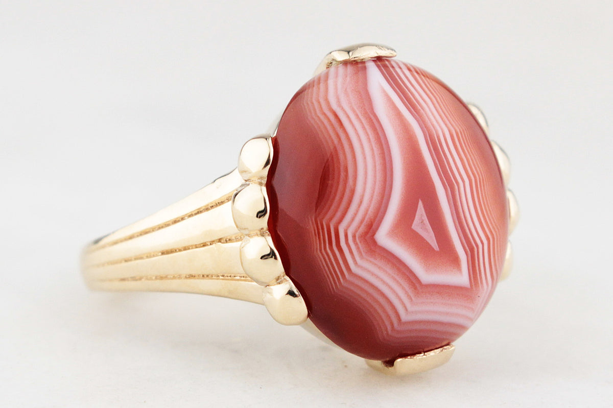BESPOKE BANDED AGATE RING 9ct GOLD