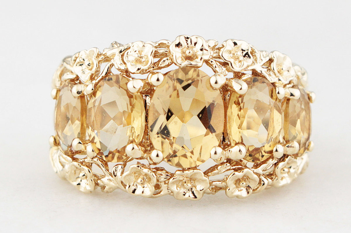 VINTAGE CITRINE RING 9ct GOLD